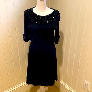 MILLY knit beaded black dress Size M